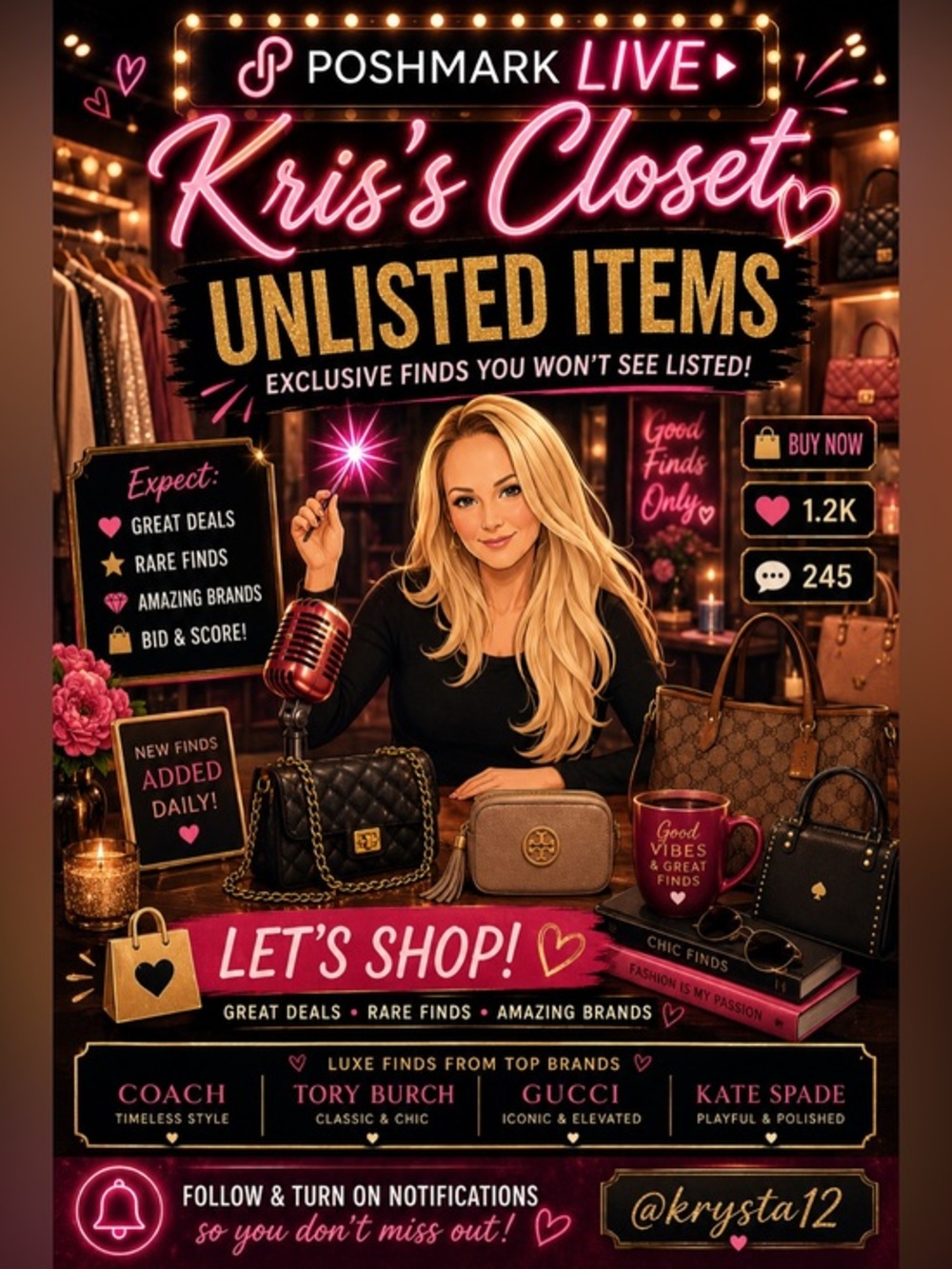 Kris’ Closet Live Flyer | Unlisted Designer Finds Auction